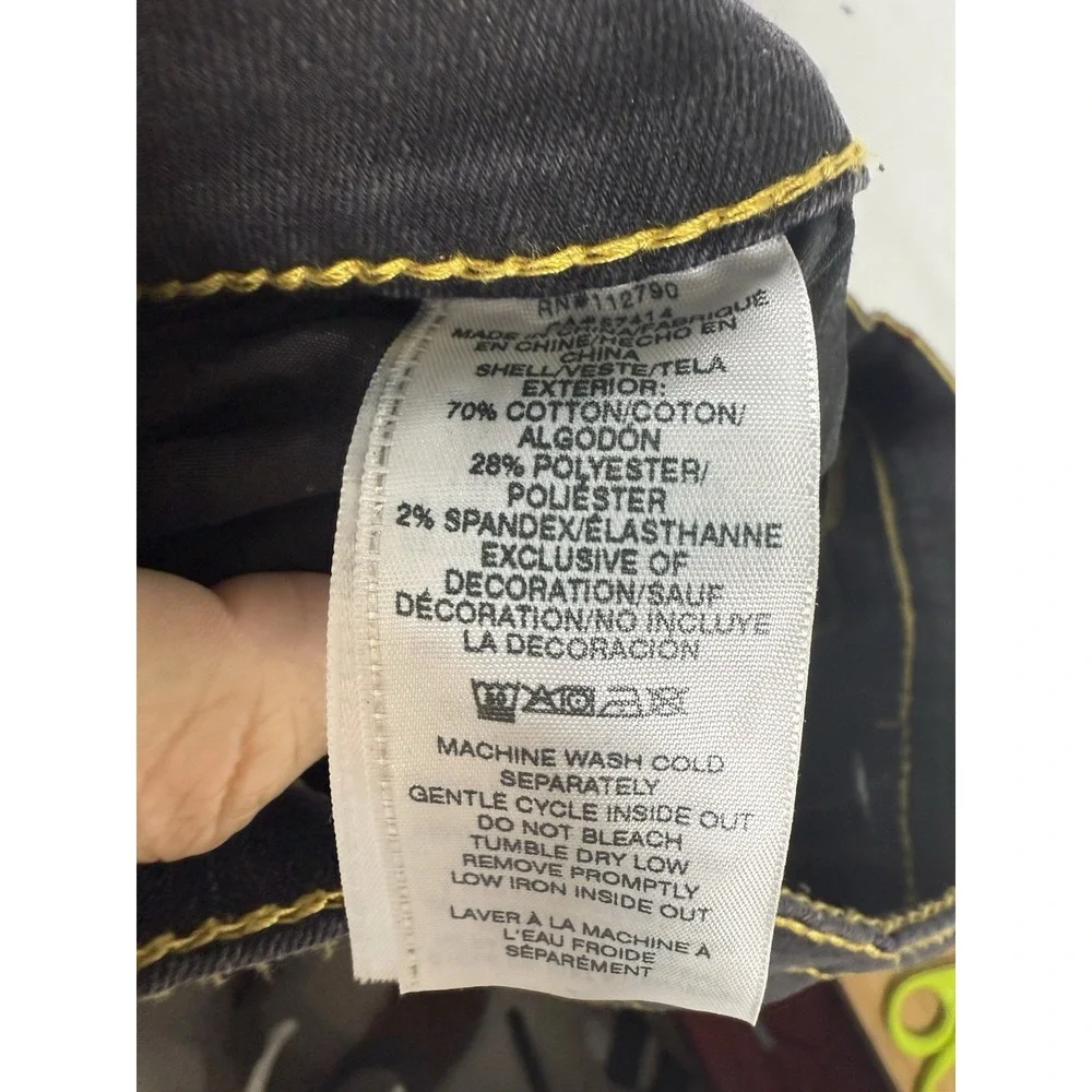 True Religion Geno Big T Flap Relaxed Slim Stretch Jeans Mens 36x32 Black
